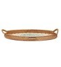 Green  Cane Oval Serving Tray