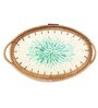 Green  Cane Oval Serving Tray