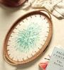 Green  Cane Oval Serving Tray