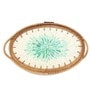Green  Cane Oval Serving Tray