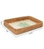 Green  Cane Rectangular Serving Tray