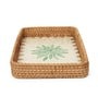 Green  Cane Rectangular Serving Tray