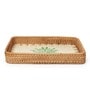 Green  Cane Rectangular Serving Tray
