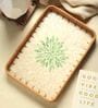Green  Cane Rectangular Serving Tray
