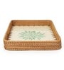 Green  Cane Rectangular Serving Tray