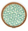Green  Cane Round Serving Tray