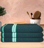 Green 100% Cotton Patterned 400 GSM Bath Towels (set of 3)