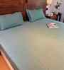 Green 100% Cotton Satin Plain Double Bedsheet with 2 Pillow Covers Spring Summer 2025 Collection