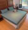 Green 100% Cotton Satin Plain Double Bedsheet with 2 Pillow Covers Spring Summer 2025 Collection