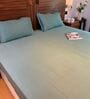 Green 100% Cotton Satin Plain Double Bedsheet with 2 Pillow Covers Spring Summer 2025 Collection
