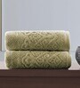 Green 100% Cotton Solid 550 GSM Hand Towels (Set of 2)
