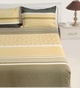 Green 120 TC Stripes Print Cotton Single Bed Sheet with 1 Pillow Cover