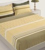 Green 120 TC Stripes Print Cotton Single Bed Sheet with 1 Pillow Cover