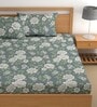 Green 180 TC Floral Cotton Queen Double Bedsheet 2 Pillow covers