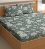 Green 180 TC Floral Cotton Queen Double Bedsheet 2 Pillow covers