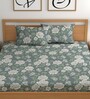 Green 180 TC Floral Cotton Fitted Double Bedsheet 2 Pillow covers