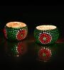 Green Glass Votive & Tea Light Holders (Pack Of 2)