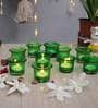Euphoria Green Glass Table Tea Light Holders & Votives (Pack Of 10)