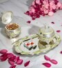 Yellow & Gold White Metal (Set of 2) Condiment set with Tray