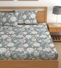 Green 200 TC Floral Cotton Queen Double Bedsheet 2 Pillow covers
