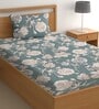 Green 200 TC Floral Cotton Single Bedsheet Pillow covers