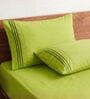 Green 210 TC Cotton King Size Bedsheet with 2 Embroidered Pillow Covers