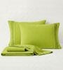 Green 210 TC Cotton King Size Bedsheet with 2 Embroidered Pillow Covers