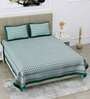 Green Traditional 108 TC Cotton King Sized Bed Sheets with 2 Pillow Covers