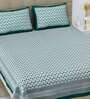 Green Traditional 108 TC Cotton King Sized Bed Sheets with 2 Pillow Covers