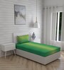 Green Abstract 120 TC Cotton Single Bed Sized Bed Sheets With 1 Pillow Cover