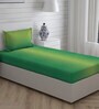Green Abstract 120 TC Cotton Single Bed Sized Bed Sheets With 1 Pillow Cover