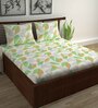 Green Floral 144 TC Cotton Double Bedsheet with 2 Pillow Covers