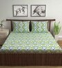 Green Abstract 144 TC Cotton Double Bedsheet with 2 Pillow Covers