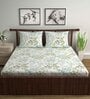 Green Floral 144 TC Cotton Double Bedsheet with 2 Pillow Covers Green Floral 144 TC Cotton Double Bedsheet with 2 Pillow Covers