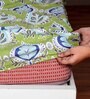Green Abstract 144 TC Cotton Fitted Double Bedsheet with 2 Pillow Covers