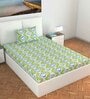 Green Abstract 144 TC Cotton Single Bedsheet with Pillow Cover