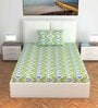 Green Abstract 144 TC Cotton Single Bedsheet with Pillow Cover