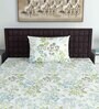 Green Floral 144 TC Cotton Single Bedsheet with Pillow Cover