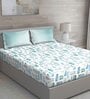 Green Abstract 144 TC Cotton Queen Sized Bed Sheets with 2 Pillow Covers