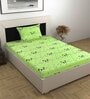 Green Abstract 144 TC Cotton Single Bedsheet With 1 Pillow Cover