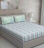 Green Abstract 150 TC Cotton Queen Sized Bed Sheets with 2 Pillow Covers