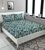 Green Abstract 180 TC Microfiber Double Bedsheet With 2 Pillow Covers