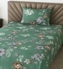 Green Abstract 210 TC Mix Cotton Single Bed Size Bedsheet wih 1 Pillow cover Essential Series Collection