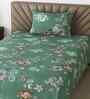 Green Abstract 210 TC Mix Cotton Single Bed Size Bedsheet wih 1 Pillow cover Essential Series Collection