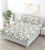 Green Abstract 260 Tc Polycotton King Fitted Bedsheet With 2 Pillow Covers