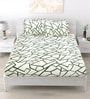 Green Abstract 260 Tc Polycotton King Fitted Bedsheet With 2 Pillow Covers