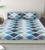 Green Abstract 260 Tc Polycotton King Fitted Bedsheet With 2 Pillow Covers