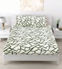 Green Abstract 260 Tc Polycotton King Fitted Bedsheet With 2 Pillow Covers