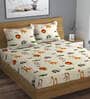 Green Wildlife 280 TC Microfibre Kids Double Bedsheet 2 Pillow Covers