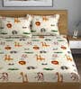 Green Wildlife 280 TC Microfibre Kids Double Bedsheet 2 Pillow Covers